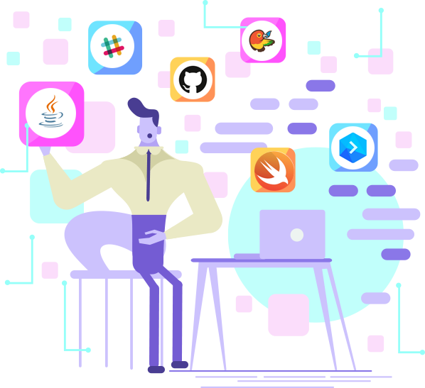 coder with programming items around